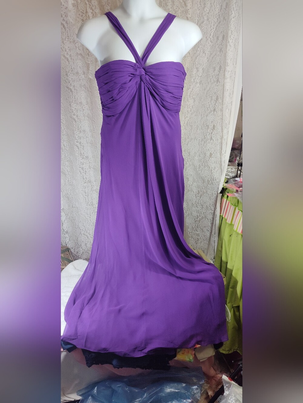 Ralph Lauren Purple Dress Evening Gown Prom Chiffon Size 14 NWOT